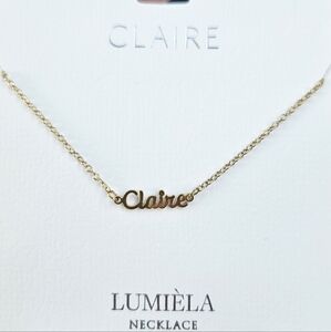🌸 CLAIRE Script Name Chain Goldtone Necklace 🌸